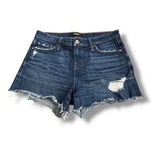 Hudson Jean Shorts Gemma Mid Rise Cut Off Dark Wash Denim Distressed Women’s 25
